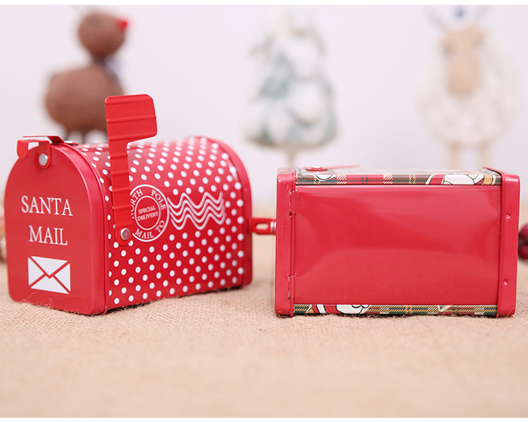 210g Weight Christmas Festival Christmas Decorations Tinplate Mailbox Box Wrought Iron Mailbox Can Children's Gift Cartoon Candy Box 5