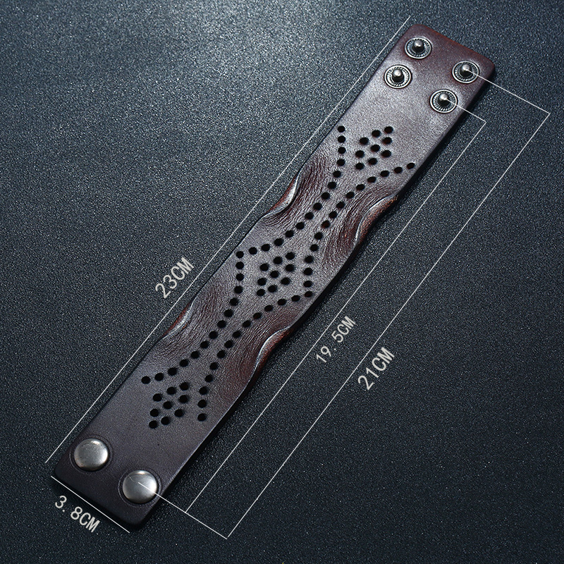 Vintage odinis apyrankė su pakabukais plati cowhide stiliaus_voghion.com