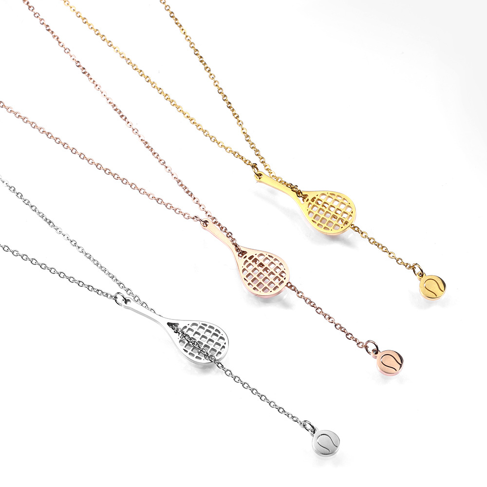 Sweater Chain Classification Casual Simple Style Sports Tennis Racket Titanium Steel Plating Sweater Chain