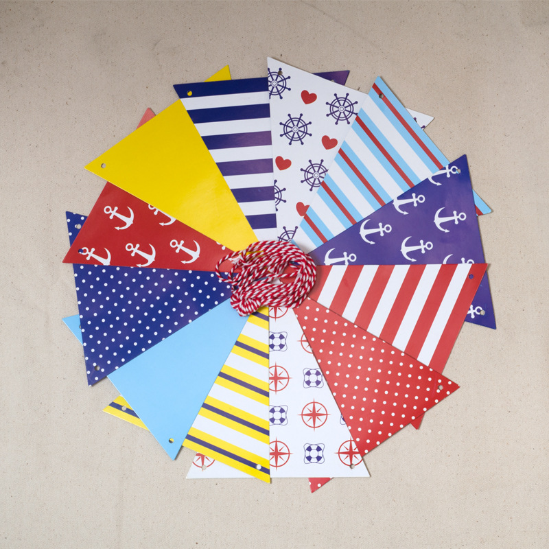 【海军风小船锚】节庆活动现场布置用品三角旗