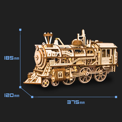  若态木质机械传动乌克兰火车头 儿童益智3D立体手工拼装模型礼物用心节日礼物精美特别 温馨