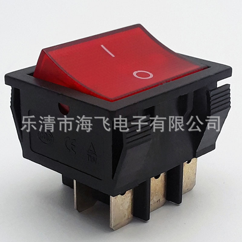供应大电流红灯船型开关、船形开关 6脚翘板开关