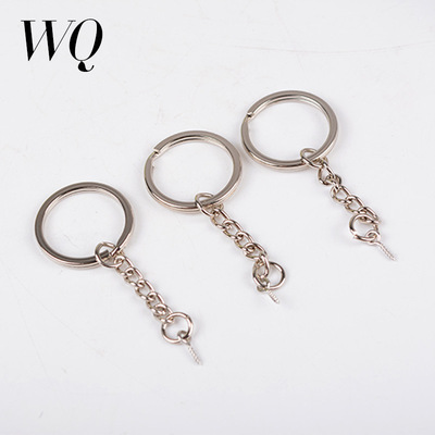 鑰匙鏈條公仔鑰匙扣平圈加鏈條加羊眼釘大量現貨刻字鑰匙扣平圈