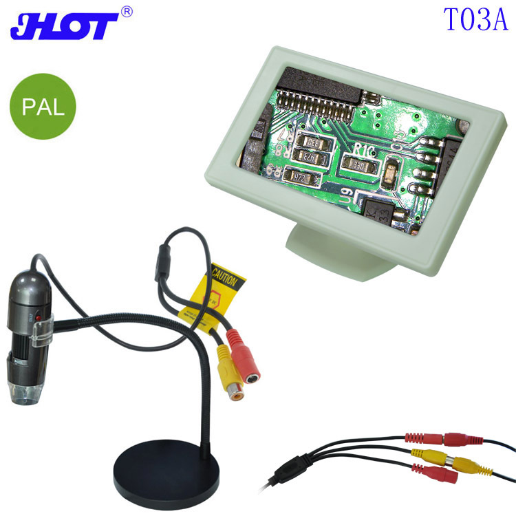 长工作距离远焦TV视频显微镜配4.3寸高清显示屏 600倍维修显微镜