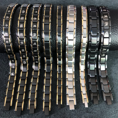 Dongguan Tengda Stainless Steel Accessories Wholesale Titanium Personalized Black and Gold Titanium Germanium Couple's Bracelet Magnetic Element Bracelet
