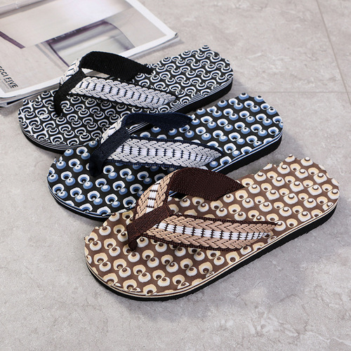  summer trend men's massage flip-flops wedge heel flip-flops beach casual slippers wholesale factory direct supply