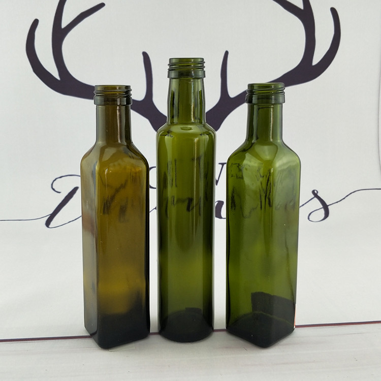 250ml墨绿色橄榄油瓶亚麻籽油瓶玻璃瓶空瓶批发密封密封批发