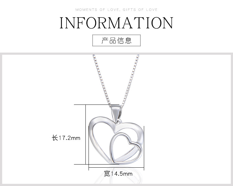 Simple Hollow Double Heart S925 Silver Simple Pendant No Chain display picture 1