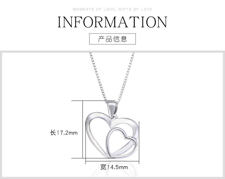 Einfacher Hohler Doppelherz S925 Silber Einfacher Anhänger Ohne Kette display picture 1