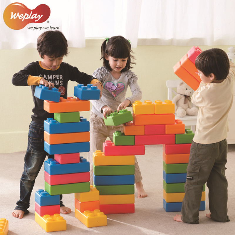 Taiwan WEPLAY kindergarten children's toy plastic building large construction building mute color modeling building blocks