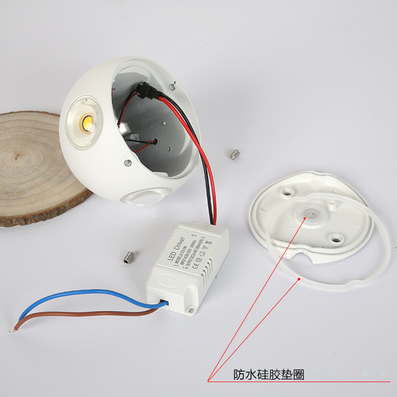 3W/6W/12W LED lámpara de pared al aire libre IP65 bola jardín lámpara corredor escalera Luz