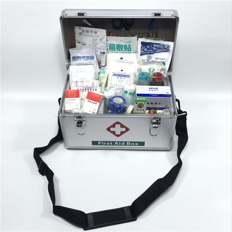 现货14寸急救箱套装 游泳馆医药箱 铝合金工厂 KTV箱含药