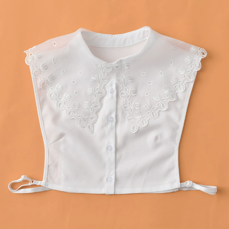 Осенне-зимняя новая белая шифоновая женская рубашка с коротким экономичным воротником на внутренней основе, декоративная шаль, свитер с искусственным воротником