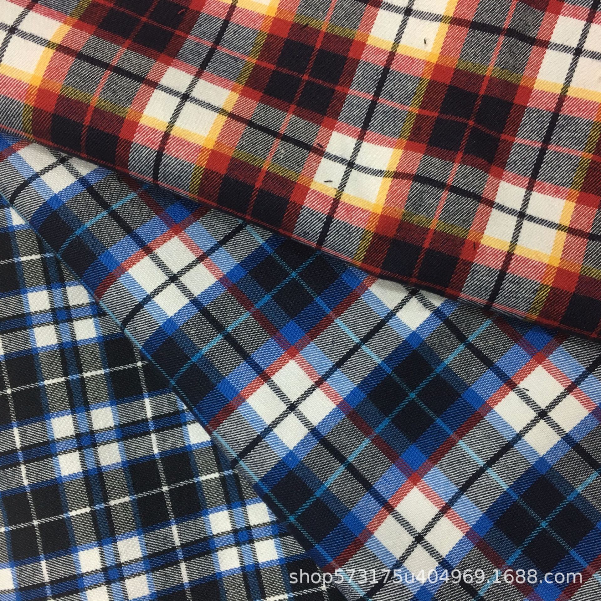 现货供应 涤棉磨毛面料 色织格子布 DIY 衬衫半身裙童装服装布料