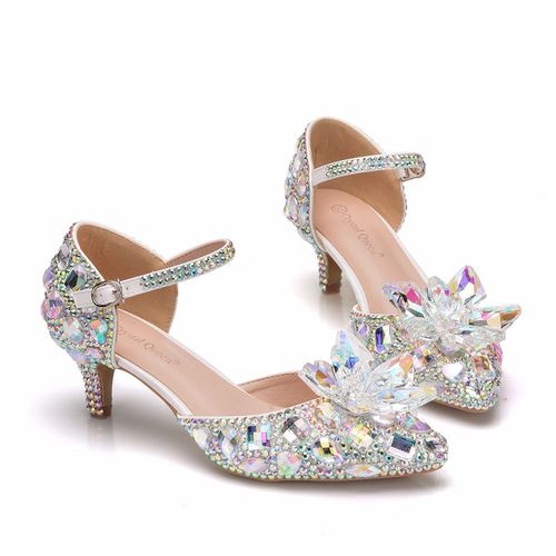 5 cm  silver color diamond fine with cusp sandals with low with short sandals female Evening Party singers jazz dance bridal Sandals crystal wedding party shoes