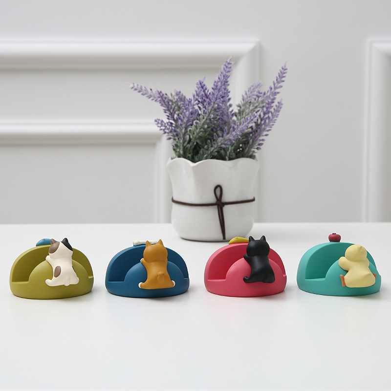 萌宠猫咪小鸟旅猫 decole手机座 ipad支架托 情人节生日树脂礼品