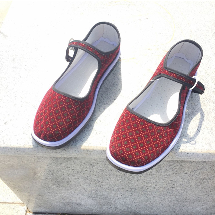 春秋浅口单鞋妈妈布鞋手工棉布搭扣民族风中老年女鞋布鞋