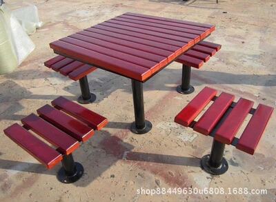 廠家直銷塑木公園景區休閑桌椅組合 定制防腐木室外桌椅批發