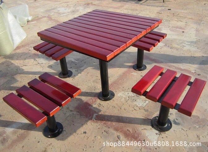 廠家直銷塑木公園景區休閑桌椅組合 定制防腐木室外桌椅批發