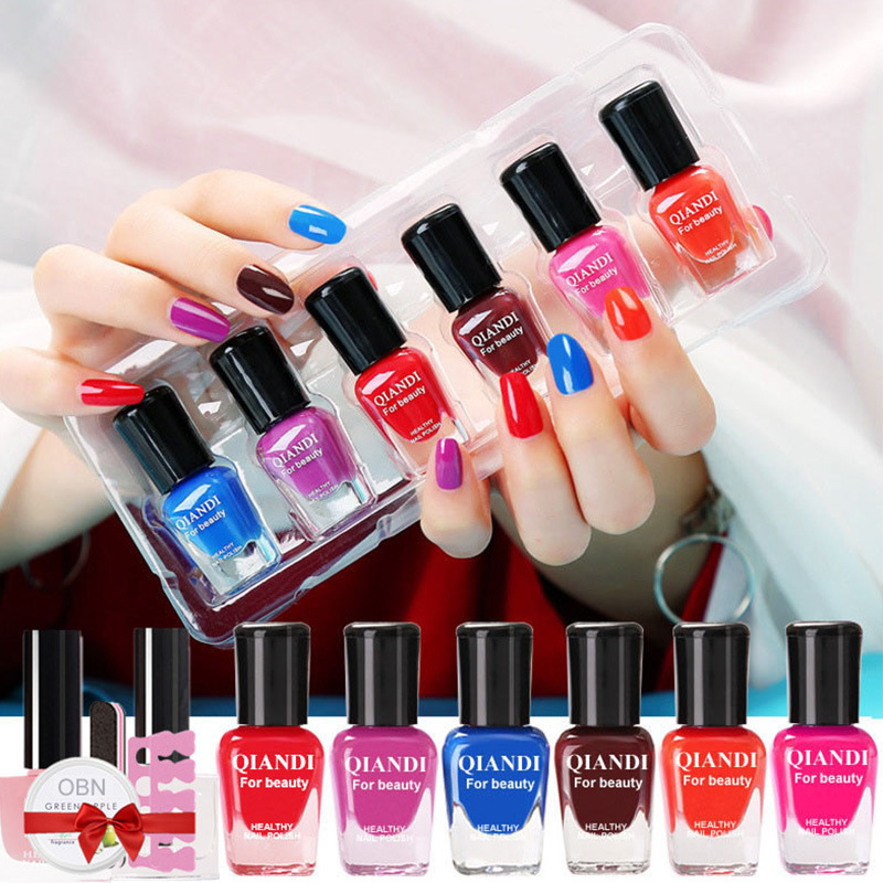 批發指甲油套裝6瓶裝水性可剝可撕拉持久無味透明護甲油OEM代加工