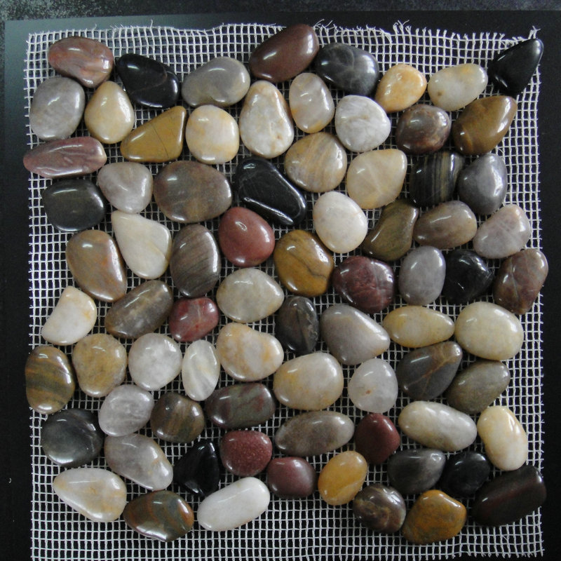 厂家雨花鹅卵石切片网贴酒吧台五彩石垫地面铺装墙面马赛克