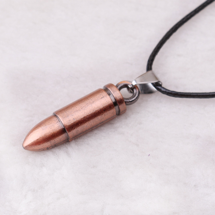 Collar con colgante de bala para parejas de acero inoxidable brillo_voghion.com