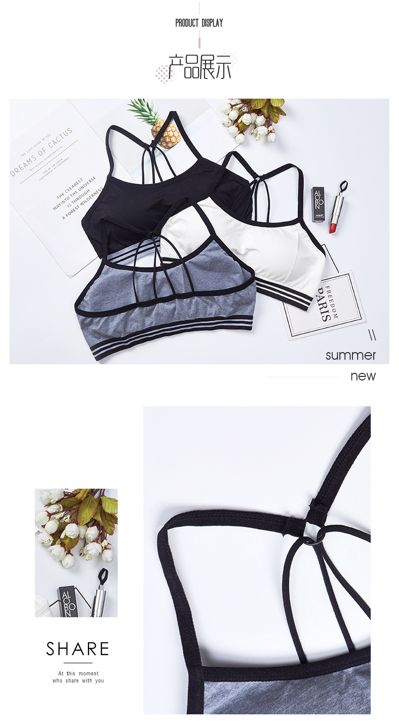 Factory direct sales: Sexy, breathable back, chest-hugging, no steel rings, comfortable base, yoga, running, sweat-absorbing sports underwear for women detail image 7
