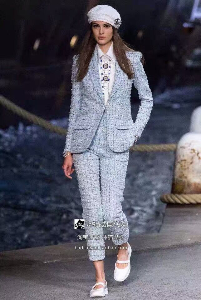 厂家直销小香风蓝色色织编织小方格连衣裙包包粗纺面料w1