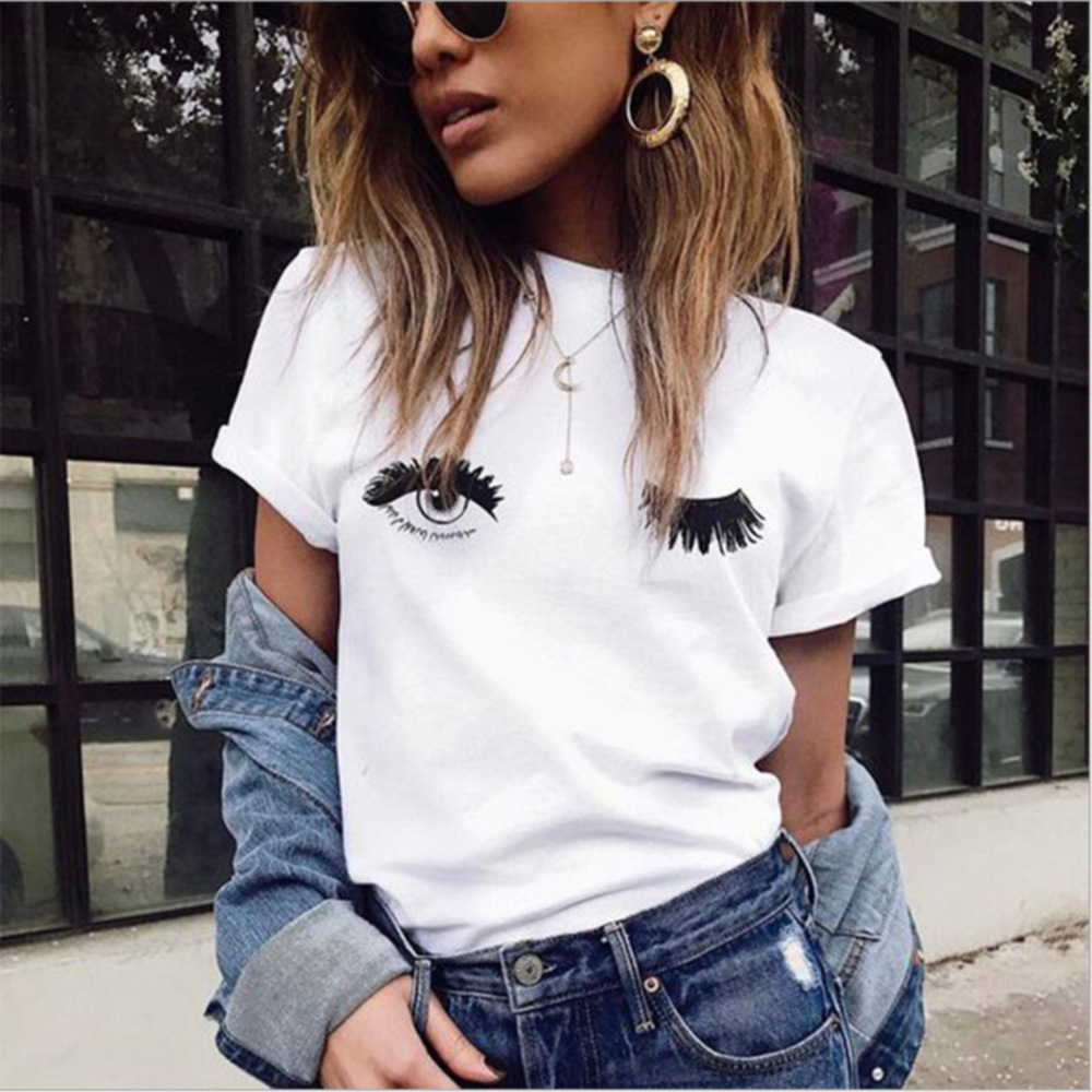 Summer European And American Women's Wear Eye Print Top Short Sleeve T-shirt