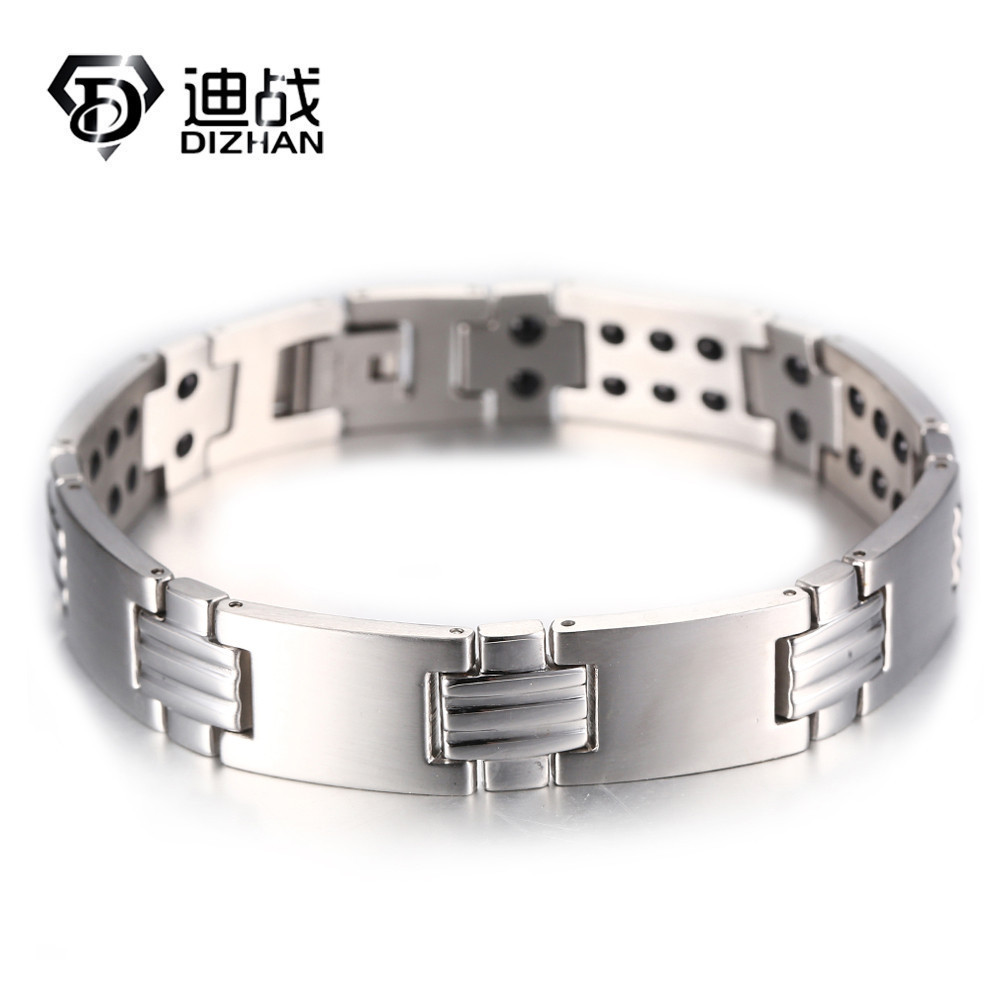Men's Health Bracelet Simple Jewelry Cross Chain Bracelet Titanium Steel Double Row Germanium Element Tourmaline