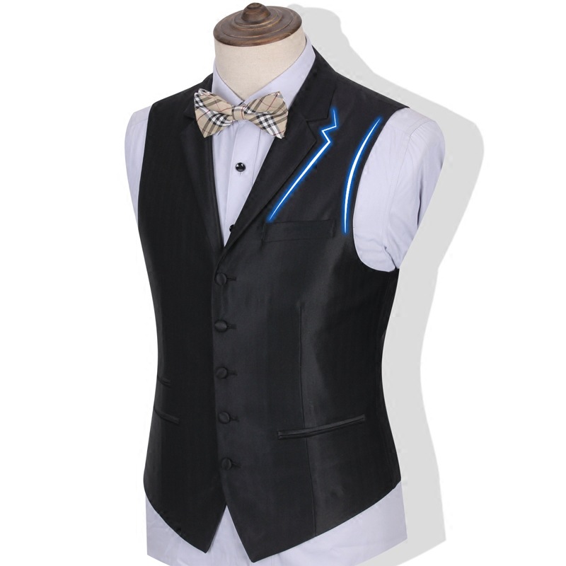 西装马甲男士西服平驳领修身职业正装马夹商务休闲人字纹大码马甲