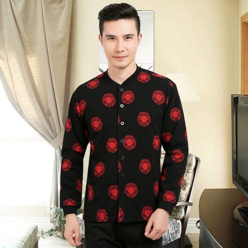 Мужская теплая куртка из шелка тутового дерева для мужчин среднего и пожилого возраста с хлопковой подкладкой для папы Куртка с длинными рукавами и хлопковой подкладкой с воротником-стойкой Плотное шелковое нижнее белье 40-50 лет