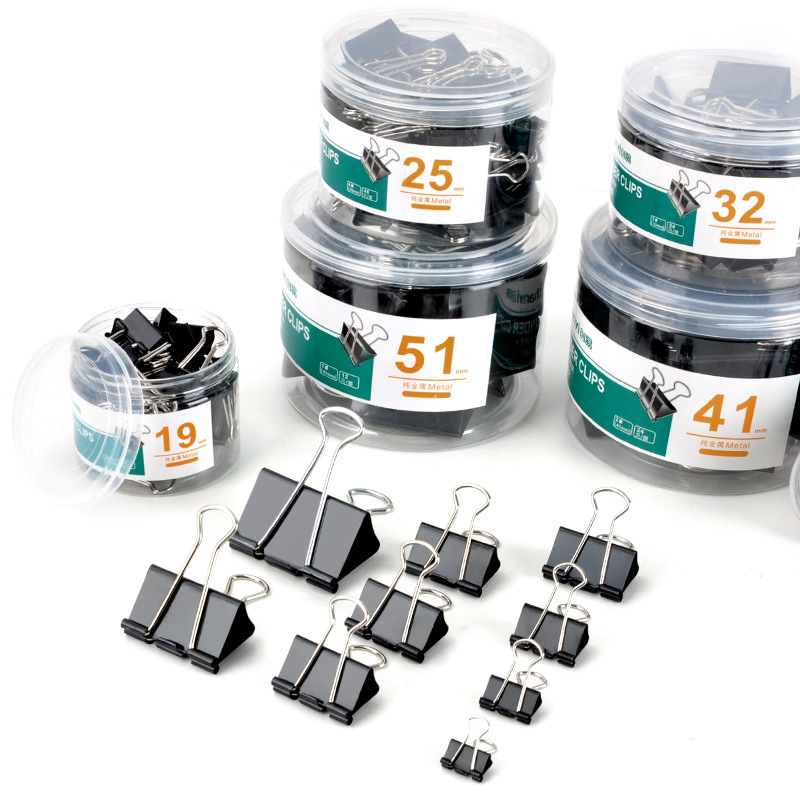 Office Supplies Small/large Long Tail Clip Stationery Clip Dovetail Clip Metal Black Multi Specifications