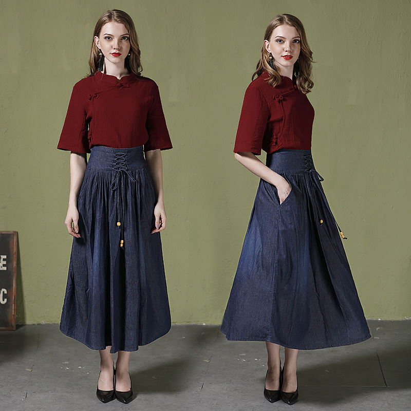 autumn high waist thin denim skirt  NSDT19253