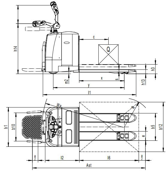 QBA-H 全电动托盘搬运车（平面图）