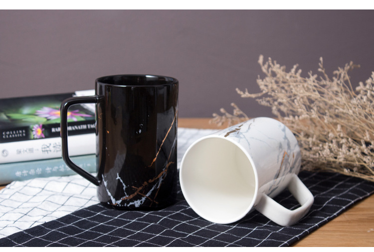 新品欧式大理石纹马克杯定制logo 北欧陶瓷杯 卡通情侣杯子陶瓷