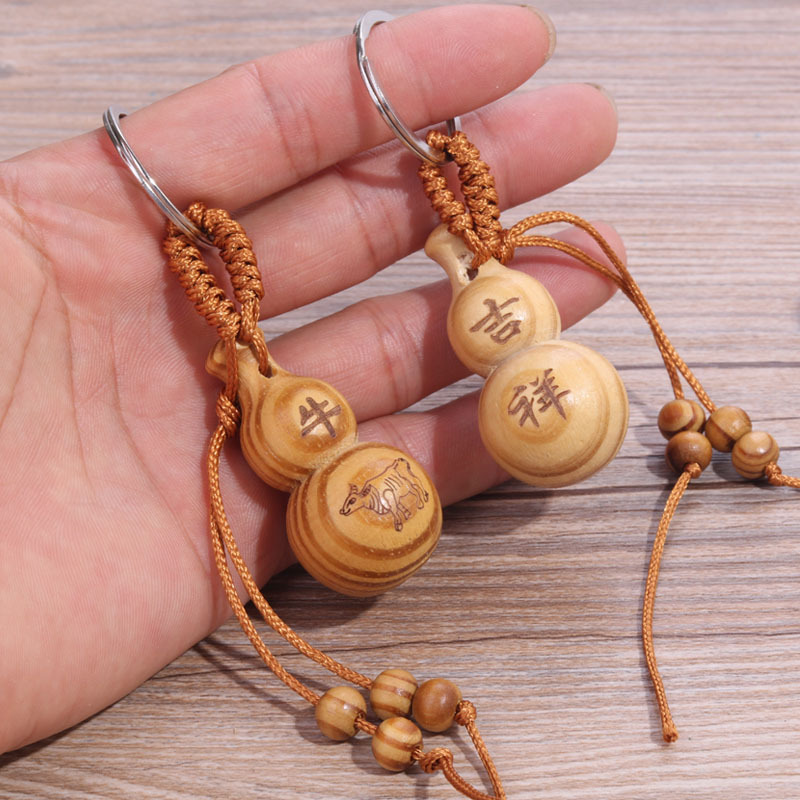 Gourd pendant Log Making Chinese Zodiac Key buckle ornament Pendant Pendant