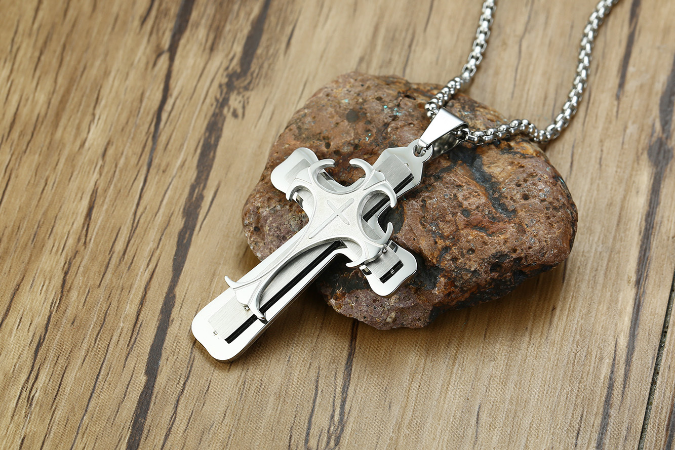 Retro Multi-Layer Cross Pendant Necklace