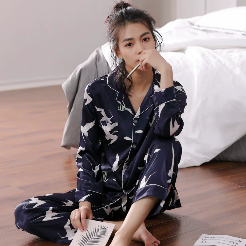 white pajama set SLPBELY Couple Pajamas Set Homesuit Spring Silk Cartoon Bear Long Sleeve Men And Women Pyjamas Lovers Homewear Sleepwear Suit cotton pjs