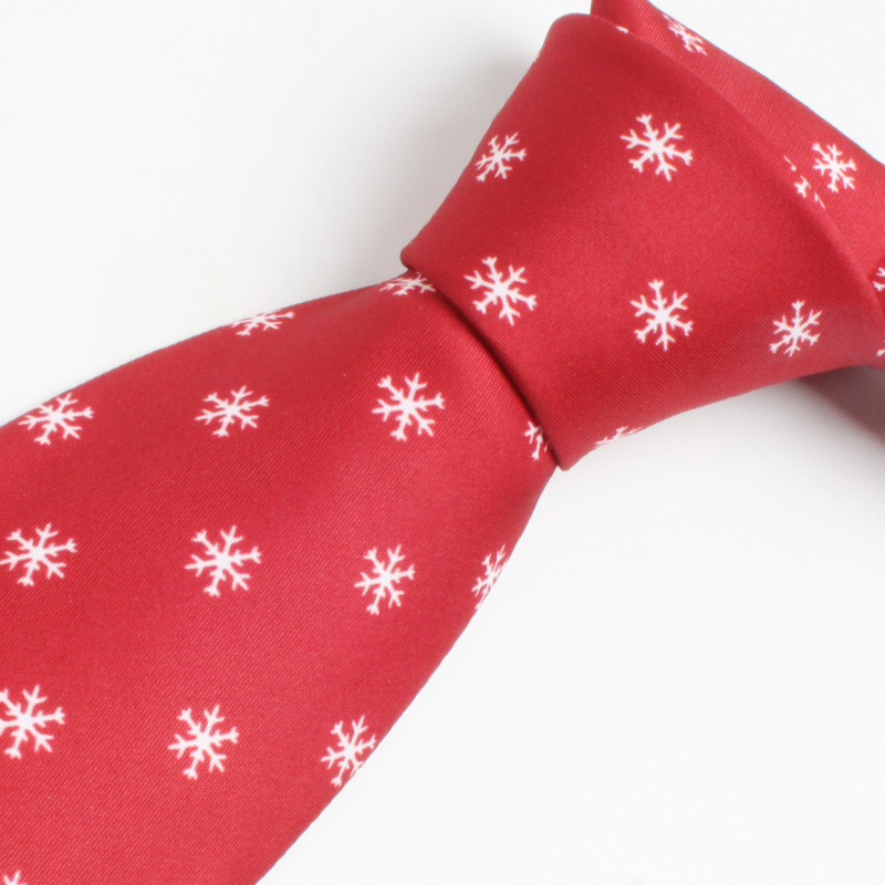 现货圣诞节领带雪花印花领带男女节日礼品创意舞会领带necktie