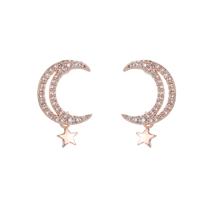 Earrings Fashion New Stars Moon Earrings Girls Daily Wild Micro-set Zircon Earrings display picture 7