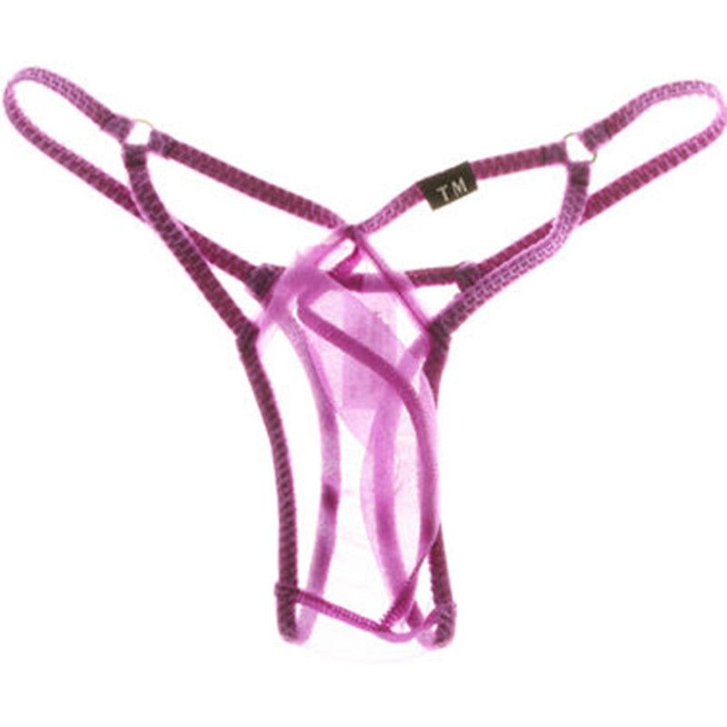 Men's Thong Fashion Sexy Tulle Men's Thong Men's Underwear t Pants Elastic