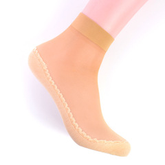 Sheer Mesh Woolen Socks for Summer Ladies with Cotton Sole, Short Socks, Sweat Absorbent, Non-Slip, Mid-Calf Massage Sole with Steel Wire