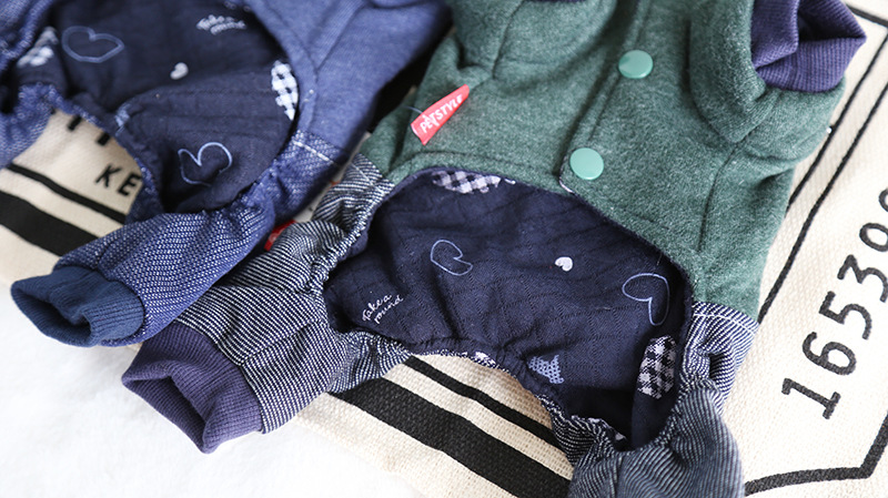 单口袋牛仔背带四脚衣