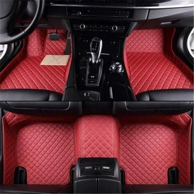 old 2010 leather car – Modelə uyğun ayaqaltı - red-single-layer-leather-foot-mat