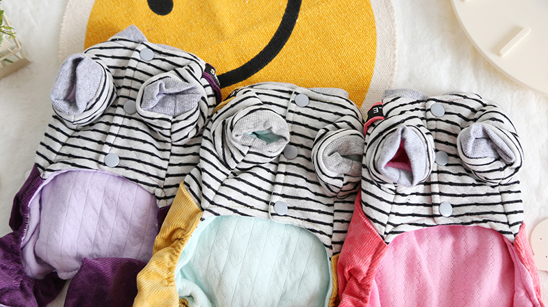 复古条纹背带四脚衣