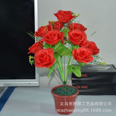 Yiwu Arts and Crafts wholesale simulation Silk flower rose 12 Head Rose Garden 12 Xiantao tearful