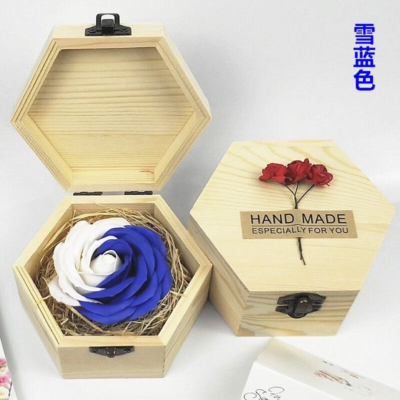 六角木盒 雪蓝色