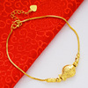 Fashionable brass ankle bracelet, double-layer small bell, one bead bracelet, 24 carat white gold, suitable for import