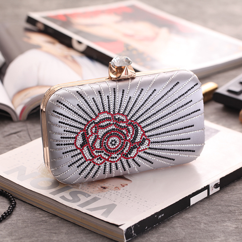 New Women's Dinner Bag Hot Drilling Clutch Bag Hard Box Small Square Bag Ladies Dress Bag display picture 18